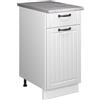 Vicco Mobile base per lavello/piano cottura Fame-Line, Bianco rustico/Bianco, 40 cm, PL Marmo, Utilizzo flessibile - adatto per piano cottura o lavello