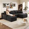Yihomfy 241 cm Divano ad angolo a forma di U, divano a forma di U, divano ad angolo modulare 4 posti con pouf, divano a U convertibile per soggiorno, seduta profonda, senza montaggio, R-nero