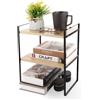 GBACHOOSE Mensola da scrivania, ripiano da cucina, mini scaffale in legno a 2 livelli, per scrivania, comò e cucina, piano di lavoro (nero + legno)
