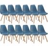 BenyLed Set di 12 Sedie da Pranzo，Sedie da Cucina con Seduta Imbottita e Gambe in Legno di Faggio, ideali per Sala da Pranzo, Cucina, Soggiorno, Bar (Blu Scuro)