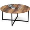 IDMarket - Tavolino rotondo 80 cm effetto invecchiato con design industriale HAWKINS