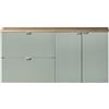 Lomadox Mobile doppio lavabo 120 cm, verde e rovere, parte anteriore scanalata, montaggio sospeso, profondità 40 cm