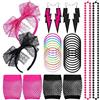 Kulannder Donne degli Anni ' 80 in Pizzo Orecchini Bracciale Guanti del Fishnet Neon Collana Bracciale per Gli Accessori Moda retrò Anni ' 80 Partito Costume Set Signore e Ragazze