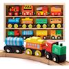 SainSmart Jr. Set di treni in legno da 12 pezzi - treni giocattolo con scatola portaoggetti, tiranti magnetici in legno compatibile con tutte le marche più comuni, regalo per bambini, ragazzi e