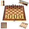 YongHang Scacchiera in Legno 3 in 1 Scacchi Scacchiera portatile pieghevole Set di scacchiere per feste Attività in famiglia Bambini Adulti Viaggio