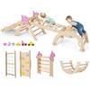 HOMASIS 4 in 1 Arrampicata per Bambini in Legno, Struttura da Scalata con Arco, Rampa, Corda e Scala, Palestra Giochi Educativa per Bambini da 3+ Anni (Naturale, Unicorno)