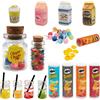 RAFIYU Cibo e Bevande in Miniatura, Mini Cibo, 18 Pezzi Miniature Casa delle Bambole Accessori, 1:12 Mini Bevanda Alimentare Cucina, Cibo in Miniatura per Bambole