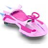 Mondial Toys Auto Elettrica Bambini 12V Macchina Vorticar Piroettante 2 in 1 con Sterzo 360° Effetto Fumo Musica Luci LED Pedale Cavalcabile Antiribaltamento con 2 Velocità per Bambini 3-8 Anni Rosa