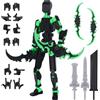 PKKP T13 Action Figure, T13 Action Figures già montato, stampa 3D di personaggi mobili con più giunti, action figure robot, regali decorazioni per desktop (nero-verde)
