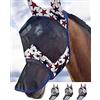 Harrison Howard LumiVista, Maschera antimosche per cavalli, naso lungo con orecchie, protezione UV, motivo stelle, taglia M, Cob