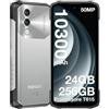Luzglo Blade 10 Power Rugged Smartphone, 10300mAh, 24GB+256GB Telefono Indistruttibile, 90Hz 6.6 HD+IPS, 50MP+8MP Smartphone Rugged, Triple Card Slot,Android 14/Fingerprint ID/Face Unlock/NFC/OTG, Argento