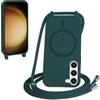 FMPCUON FNPCUON Cover Magnetica Silicone per Samsung Galaxy S23 con Cordino,Compatibile con MagSafe,Custodia con Laccio Collana Tracolla Collo Sottile TPU Antiurto Protettiva Case con Corda.Verde