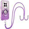SNCLET Glitter Custodia per Realme 12 5G Custodia Antiurto AntiGraffio Adesivi Glitterati TPU Bumper Cover con Supporto Pieghevole Creativo Corda Cordino Cover per Realme 12 5G,Viola