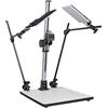 PHOTOLUX CS 720 LED Pro Copy Macro Stand Copy Light Set con bracci regolabili, sgancio rapido, colonna 72 cm, base 40x48 cm, 2 luci LED da 18 W per foto, foto del prodotto, animazione Rostrum