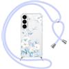 Gcxvaoi Cover con Cordino per Samsung Galaxy S26 5G, Aesthetic Fiori Disegni Custodia con Collana Tracolla Laccio Corda, Trasparente Sottile TPU Silicone + PC Antiurto Case per Samsung S26, Blu 02