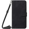 Paekear Custodia con Collana per Realme 8 4G / Realme 8 Pro con Cordino e Porta Carte, Cover Portafogli di Pelle PU [Antiurto] [AntiGraffio] [Antiscivolo] con Cordino Case con Laccio Tracolla, Nero