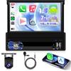 VECHTEL 8 CORE 4G+64G Android 15 Autoradio 1 Din con Carplay Android Auto senza Fili, 7'' HD Schermo Pieghevole Manuale Tattile con Bluetooth Radio AM/FM/RDS DSP GPS 4G/Wi-Fi EQ 2USB/Tipo-C Telecamera