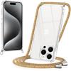 Coiwxmoi Cover con Cordino per iPhone 15 Pro 6,1, Trasparente Custodia con Laccio Tracolla Cellulare Girocollo Collana Morbido Silicone TPU Antiurto Protettiva Case per iPhone 15 Pro, Arcobaleno