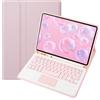 leleyo Custodia con tastiera per Samsung Galaxy Tab A11+/A9 Plus 11, custodia a libro touchpad magnetica con tastiera wireless Bluetooth rimovibile QWERTY per Samsung Galaxy Tab A11+/A9 Plus, rosa