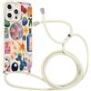 Kueqeay Custodia con Cordino per iPhone 14 Pro Max 6,7 Morbido TPU Bumper Cover del Modello Carino Bianco con Laccio Collana Silicone Antiurto Protettivo Case Regolabile Cellulare Girocollo, 11