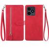BLOTECH Cover a Libro per OPPO Realme Note 50 Flip Cover con chiusura magnetica, tasca con cerniera, in pelle PU,con 7 scomparti per carte di credito, con Cinturino da Polso Magnetica Fiore Cover,Rosso