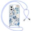 Yoedge Cover con Cordino per iPhone 16, Custodia con Laccio Collana Regolabile Tracolla Aesthetic Oceano Disegni, Morbida Silicone TPU Necklace Protettiva Corda Case per iPhone 16 6,1, Blu
