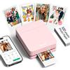 Nelko PP01 Stampante fotografica portatile con 100 fogli di carta e cartuccia d'inchiostro, stampa fotografica istantanea con retro adesivo per iOS/Android, mini stampante tascabile con divertente app