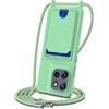 SNCLET Case per Motorola Edge 50 Neo 5G Protective Custodia Silicone Liquido TPU Morbido Bumper Cover con Porta Carte Corda Cordino Regolabile Protective Custodia per Motorola Edge 50 Neo 5G,Verde