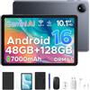 Luzglo P10 Android 16 Tablet 10 Pollici, 48GB RAM+128GB ROM/2TB TF, Gemini AI, 90Hz, 7000mAh, WiFi 5, Face ID, OTG, Jack 3,5 mm, Widevine L1, Tablet con Tastiera e Penna, Grigio