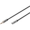 DIGITUS Cavo di prolunga Audio - Jack da 3,5 mm a Presa da 3,5 mm - Cavo aux - Cavo Stereo - contatti placcati Oro - 3 m - Nero - per impianti Stereo, Home Cinema, soundbar, Computer