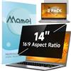 Mamol 2 Unità 14 Pollici Filtro Privacy Aspetto 16:9 per Schermo Laptop Compatibile con HP/Dell/Acer/Lenovo/Thinkpad/Samsung/ASUS, Rimovibile Anti-Luce Blu Protezione Schermo PC