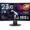Dell S2422HG, monitor da gioco, curvo, Full HD 1920 x 1080, 165 Hz, 1 ms, VA, antiriflesso, 16:9, AMD FreeSync, regolabile in altezza/inclinabile, HDMI 2.0, DP1.2, Headphone out, nero