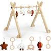 Relaxdays Arco Gioco in Legno, 6 Pendenti Rimovibili, HLP 55 x 68 x 59,5 cm, favorisce la motricità, Baby Gym, Naturale