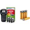 DYMO LabelManager 160 - Etichettatrice portatile con tastiera QWERTZ e semplice modifica del testo, con 3 rotoli, per etichette D1 in larghezza 6, 9 e 12 mm + Amazon basics confezione da 8 AAA