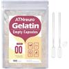 ATNreuro Capsule Vuote di Gelatina Taglia 00 (1000 pezzi), con 2 Microcucchiai, Trasparente, Halal, Compatibile con il Riempitore di Capsule Misura 00