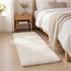 BEIMO Tappeto Shaggy 60x120 cm, Lavabile e Antiscivolo, Bianco, per Interni Camera da Letto e Soggiorno