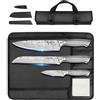MOSFiATA Set di 3 Coltelli da Cucina con Custodia, Borsa con Coltelli per Chef Campeggio Barbeque