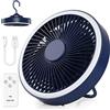 GeeRic Ventilatore da Tavolo,GeeRic Ventilatore da Soffitto con Luce+Telecomando Silenzioso Appeso Pieghevole 270°Regolabile 3 Marcia Velocità/2 Luce Potente 4000 mAh Tenda Ventilatore a Ufficio Viaggio Blu