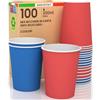 Baciato Caffè 100 Bicchieri in Carta 200ml Mix Party Ecologici Biodegradabili Monouso Made in Italy Asporto Bevande Calde Acqua - MIX di Colori Blu Rosso - Prodotto e Confezionato in Italia
