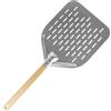 BIGP Pala per pizza perforata, 40 x 30 cm, in alluminio, con manico in legno rimovibile e ampia superficie, per forno, pietra per pizza e barbecue