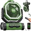 lollyes Ventilatore da Campeggio con Luce, Alimentazione a Batteria 20000mAh, Ventilatore Portatile Ricaricabile con Telecomando e Gancio Rotante a 360°, 4 Velocità per Interni, Viaggi, Camper (Verde)