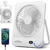 WHATOOK Ventilatore da Tavolo Portatile Ricaricabile 10000mAh, Autonomia 40h, USB C Silenzioso 30dB, 100 Velocità, Display Auto-Off, Griglia Lavabile, Gancio per Campeggio Ufficio Camera