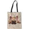 Showudesigns - Borsa a tracolla per la spesa, in tela con bulldog francese, riutilizzabile, con tasca interna