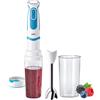 Braun MultiQuick 5 Vario Fit MQ5251WHBL, Frullatore a Immersione con Asta in Acciaio Inox, Minipimer con Accessorio Blend & Go per Frullati da Asporto, 1000W, Bianco/Blu