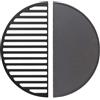 Wiltec Set 1x Piastra in ghisa rigata + 1x Griglia in ghisa, forma a mezza luna, 55 x 26,5 cm, per barbecue, bistecchiera, ideale per grigliare carne, pesce, verdure