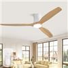 Sofucor 132cm Ventilatore da Soffitto con Luce, Legno Massello Ventilatore a Soffitto, Telecomando, DC, 3 Temperature di Colore, Timer, 6 Velocità, Modalità Estate/Inverno per Soggiorno