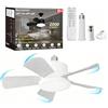 Seyxicnor Ventilatore da soffitto con luce e telecomando, attacco E27, 2000 lm Ventilatore da soffitto a LED dimmerabile a 3 colori, 6 velocità reversibili, 2 prolunghe incluse e attacco E27, Ø45 cm bianco