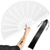 OMyFans Grande ventaglio pieghevole Rave, per Tai Chi Kung Fu cinese, ideale per festival, EDM, danza, vampate di calore, chiesa e regali (bianco)
