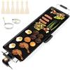 COSTWAY 1800W Piastra Elettrica, Barbecue Elettrico con Temperatura Regolabile, Termostati e Vassoio di Sgocciolamento, Griglia Antiaderente (70 x 22 cm)
