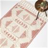 HOMESCAPES Tappeto Kilim intrecciato a mano rosa e naturale, 90 x 150 cm, in lana e cotone, tappeto per soggiorno Satara con motivo geometrico tradizionale trapuntato e nappe